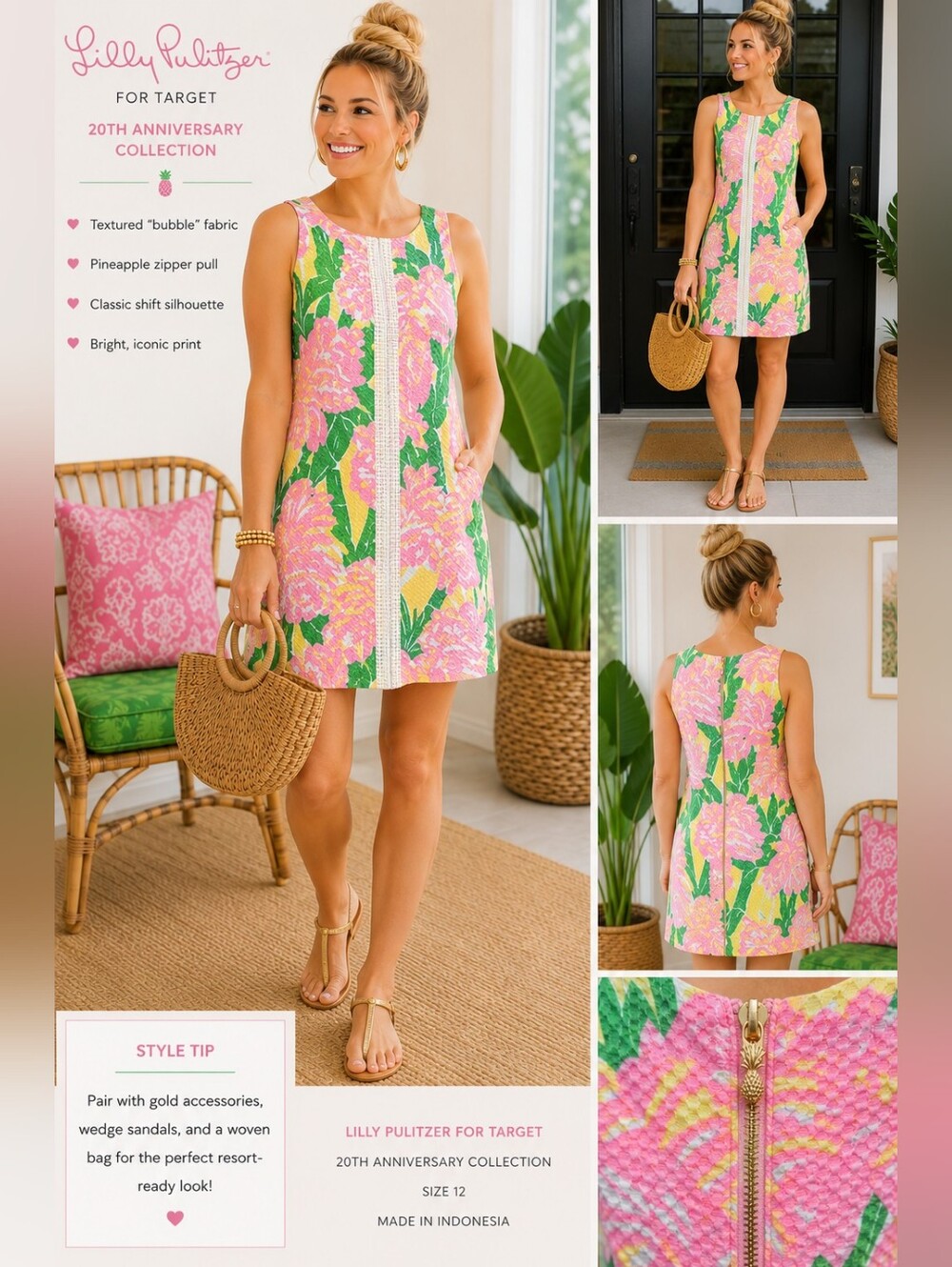 Lilly Pulitzer for Target 20th Anniversary Textured Shift Dress Size 12